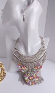 Trendy Statement Boho Ethnic Bib Necklace Set